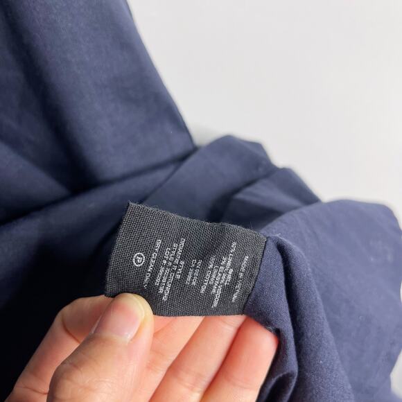 Theory 10 Navy Blue Didianne Linen Sleeveless Shift Dress Straight Cut Pockets - Picture 9 of 9